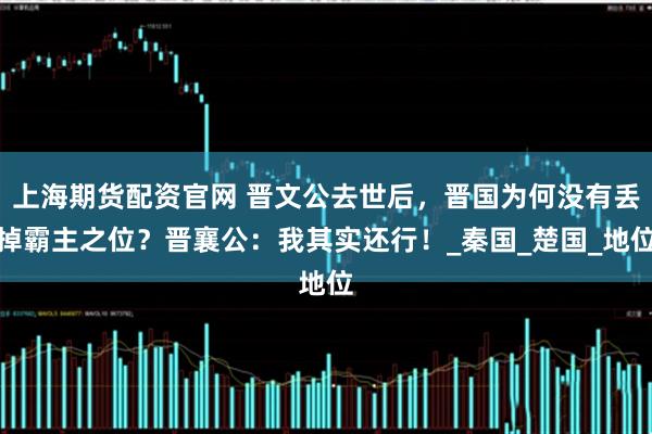 上海期货配资官网 晋文公去世后，晋国为何没有丢掉霸主之位？晋襄公：我其实还行！_秦国_楚国_地位